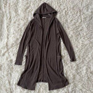 Techichi Long Knit Cardigan with Hood Size M Brown